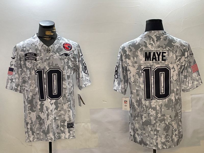 Men New England Patriots #10 Maye Nike Arctic Camo 2024 Salute to Service Limited NFL Jersey style 2->new england patriots->NFL Jersey